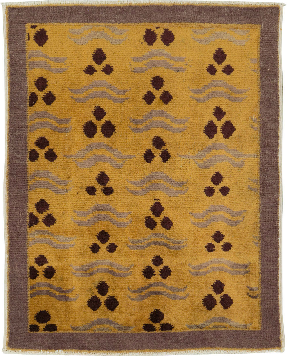 Vintage Turkish Art Deco Throw Rug, No.15319 - Staging