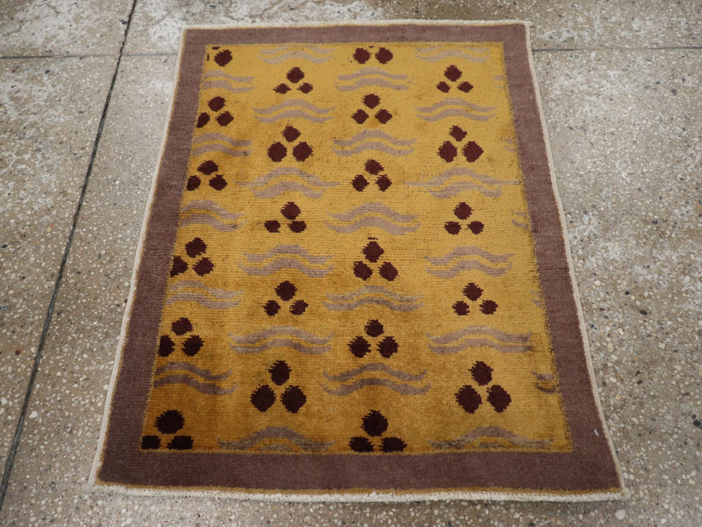 Vintage Turkish Art Deco Throw Rug, No.15319 - Staging