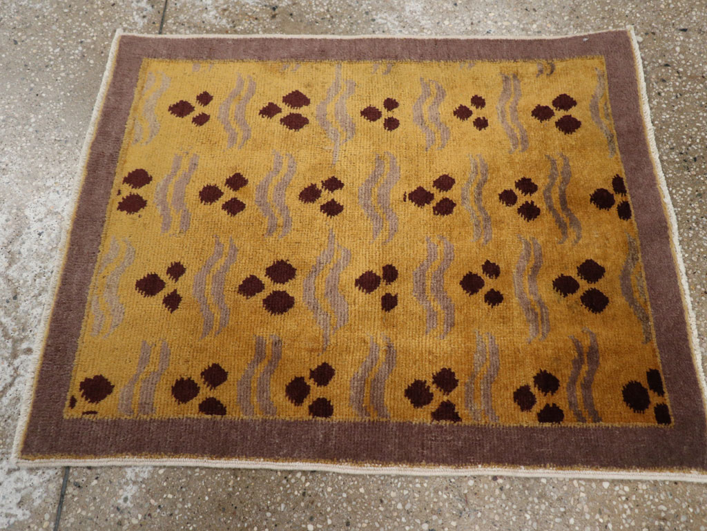 Vintage Turkish Art Deco Throw Rug, No.15319 - Staging