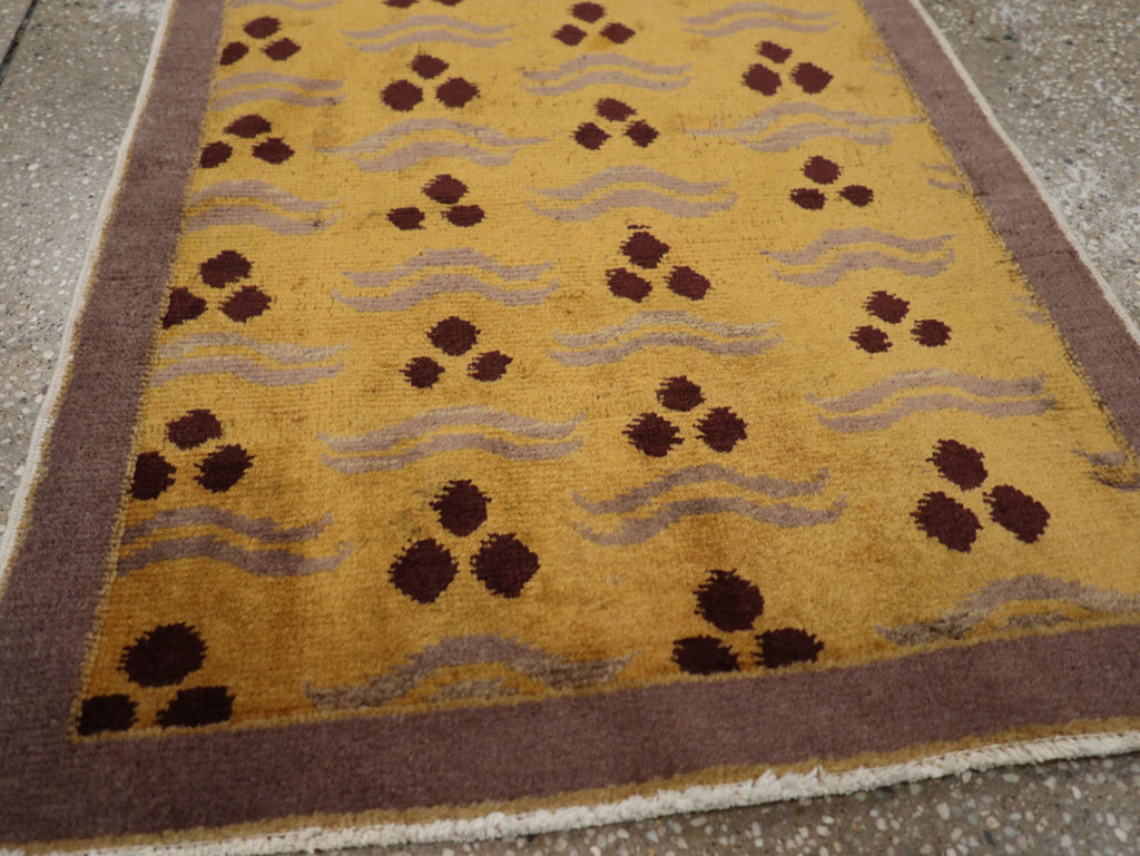 Vintage Turkish Art Deco Throw Rug, No.15319 - Staging