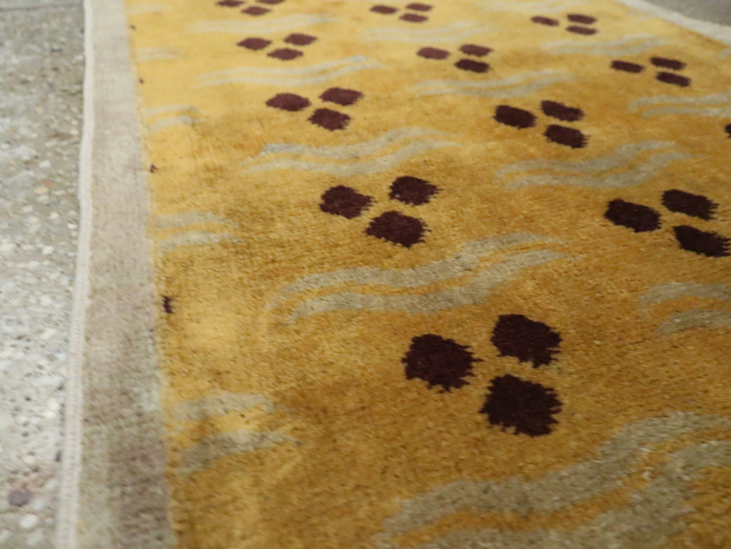 Vintage Turkish Art Deco Throw Rug, No.15326 - Staging