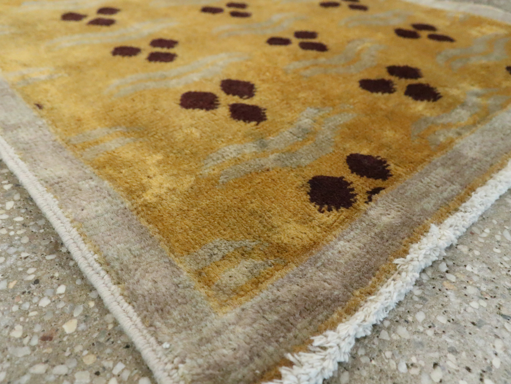 Vintage Turkish Art Deco Throw Rug, No.15326 - Staging