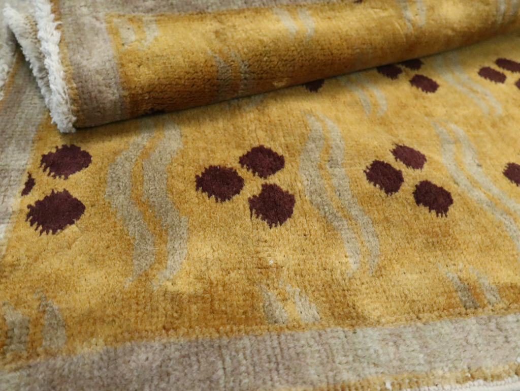 Vintage Turkish Art Deco Throw Rug, No.15326 - Staging