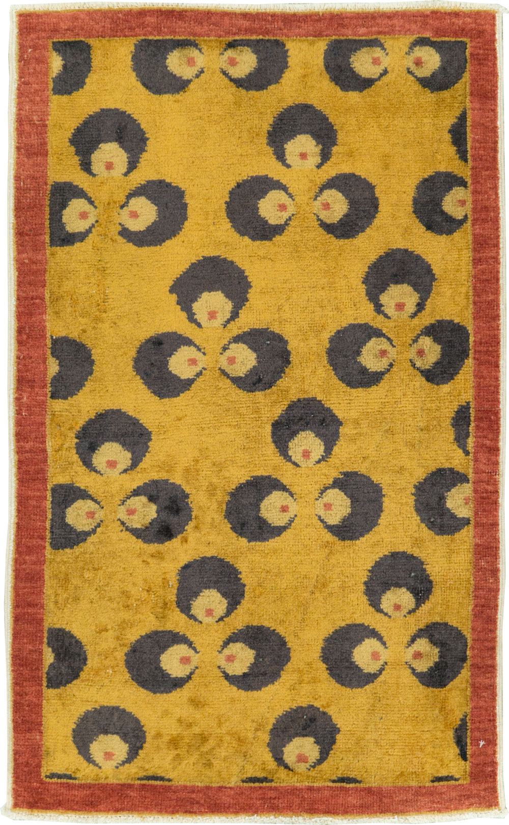 Vintage Turkish Art Deco Throw Rug, No.15331 - Staging