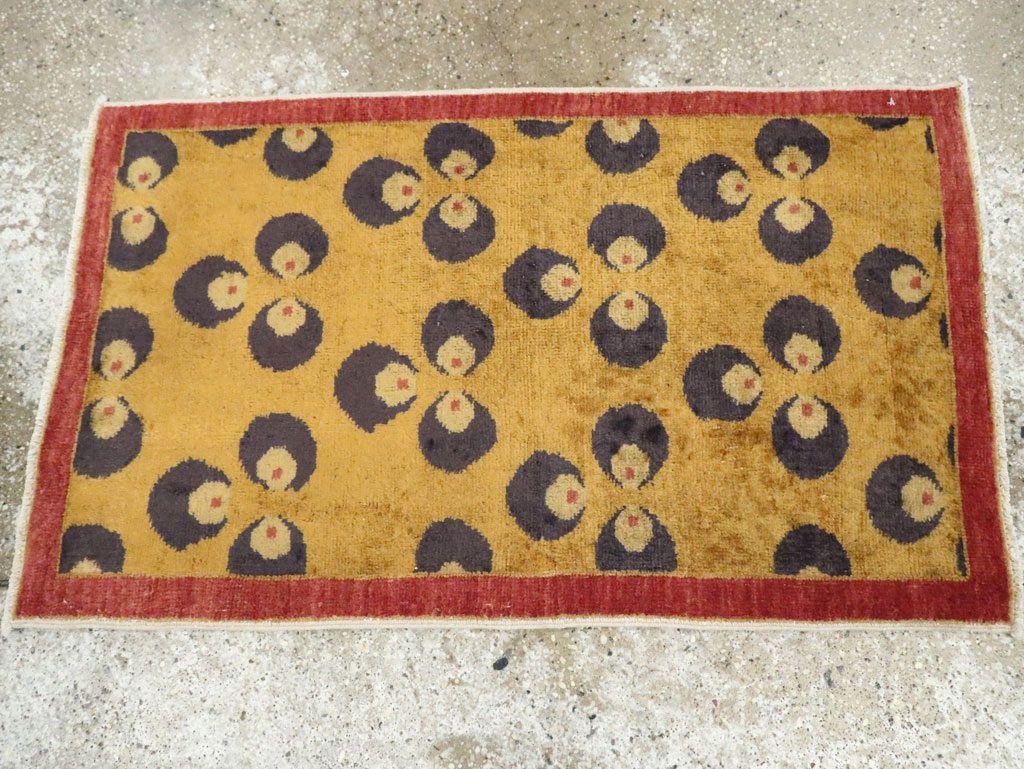 Vintage Turkish Art Deco Throw Rug, No.15331 - Staging