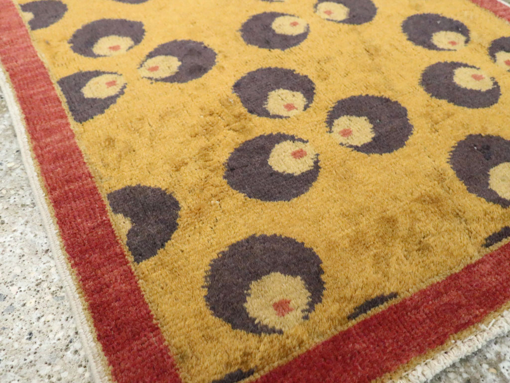 Vintage Turkish Art Deco Throw Rug, No.15331 - Staging