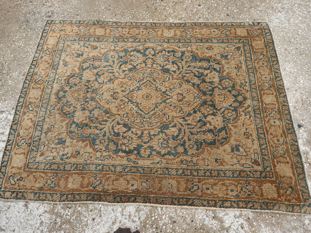 Antique Persian Mashad Throw Rug, No.15334 - Staging