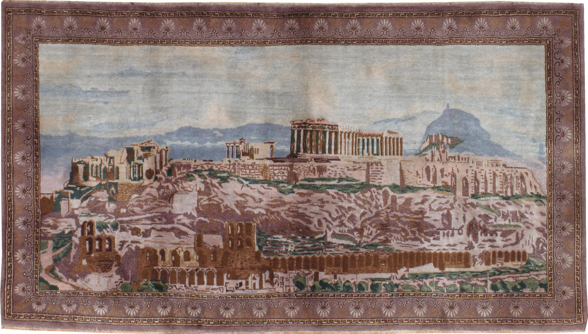 Vintage Turkish Sivas Pictorial Rug, No.15359 - Staging