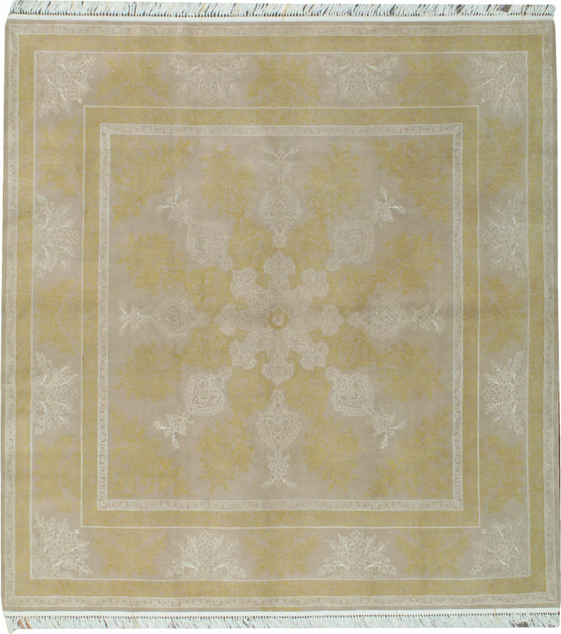 Vintage Persian Isfahan Square Rug, No.15428 - Staging