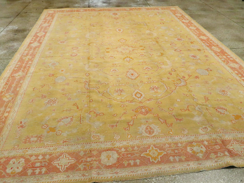Antique Turkish Oushak Carpet, No.15526 - Staging