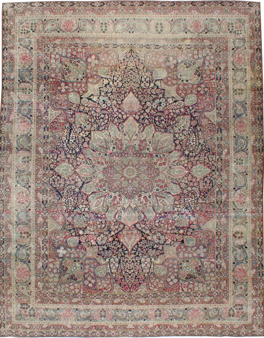 Antique Persian Lavar Kerman Carpet, No.15532 - Staging