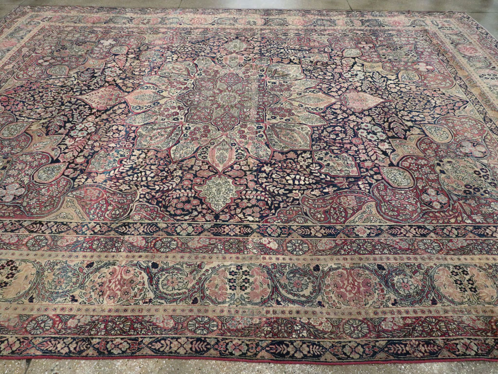 Antique Persian Lavar Kerman Carpet, No.15532 - Staging