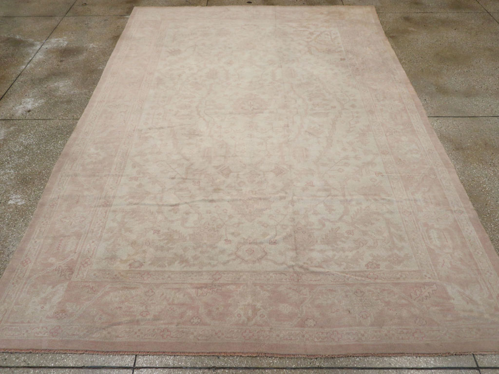Vintage Turkish Oushak Room Size Carpet, No.15537 - Staging