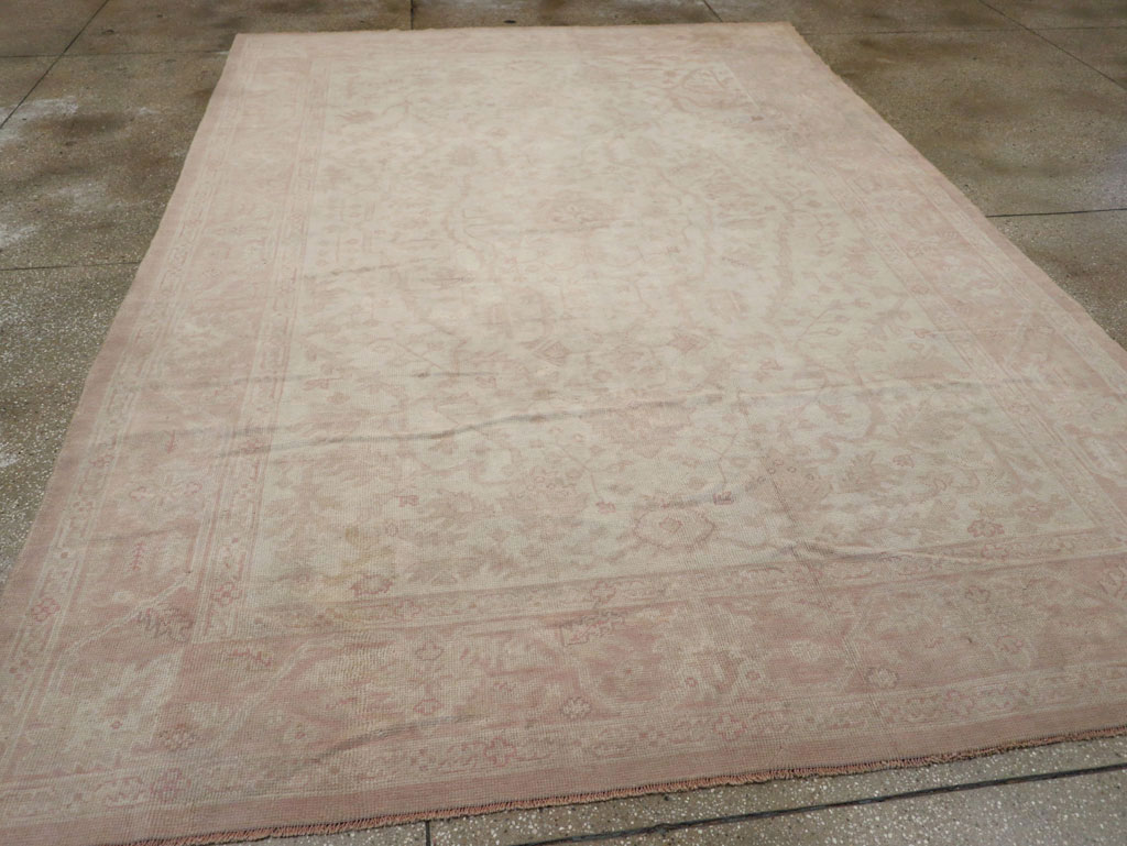 Vintage Turkish Oushak Room Size Carpet, No.15537 - Staging