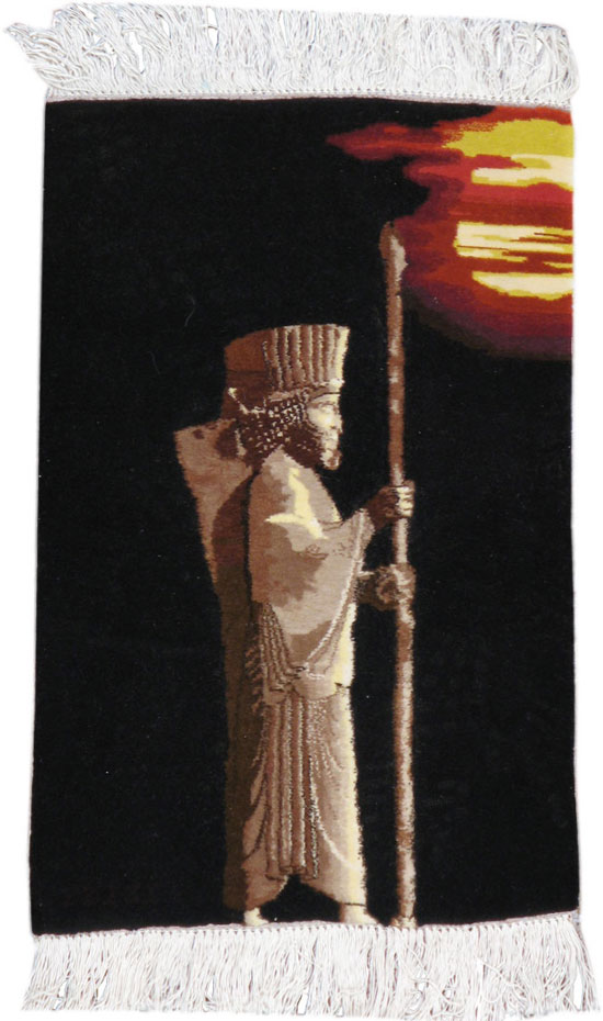 Vintage Persian Tabriz Pictorial Rug, No.15573 - Staging