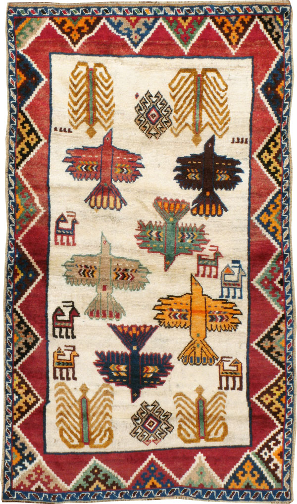 Vintage Persian Gabbeh Rug, No.15597 - Staging