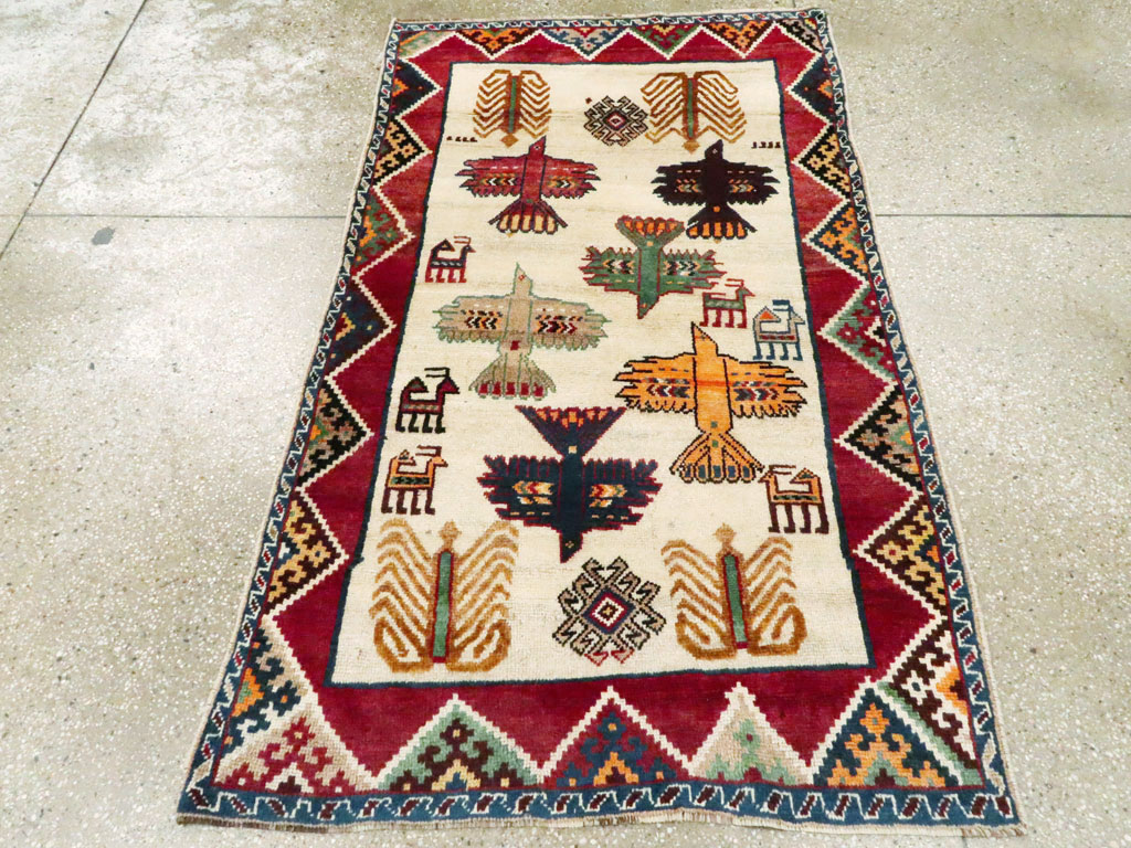 Vintage Persian Gabbeh Rug, No.15597 - Staging