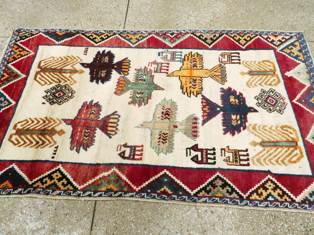 Vintage Persian Gabbeh Rug, No.15597 - Staging