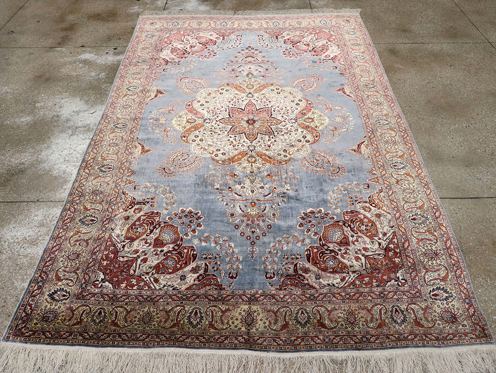 Antique Turkish Herekeh Silk Rug, No.15636 - Staging