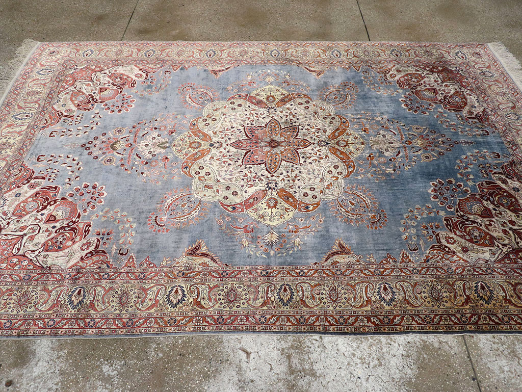 Antique Turkish Herekeh Silk Rug, No.15636 - Staging
