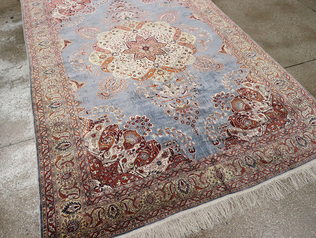 Antique Turkish Herekeh Silk Rug, No.15636 - Staging