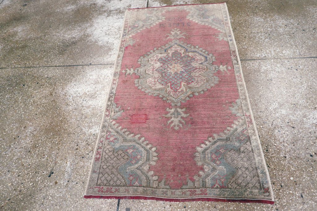 Antique Turkish Oushak Throw Rug, No.15695 - Staging