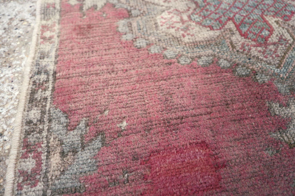 Antique Turkish Oushak Throw Rug, No.15695 - Staging