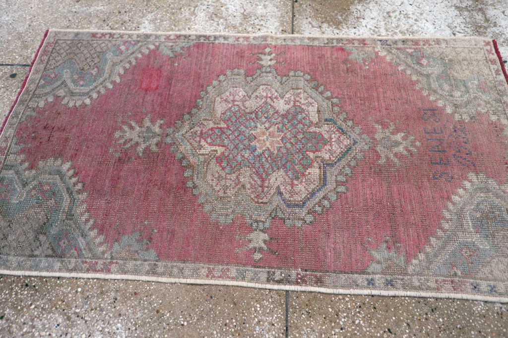 Antique Turkish Oushak Throw Rug, No.15695 - Staging
