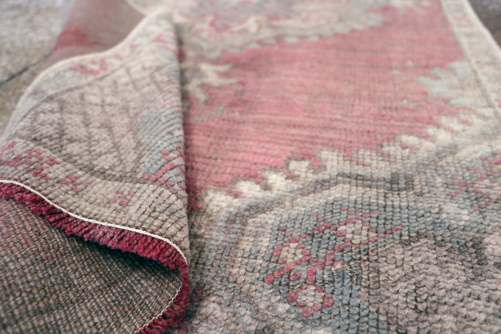 Antique Turkish Oushak Throw Rug, No.15695 - Staging