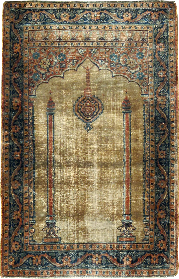 Antique Persian Tabriz Silk Rug, No.15738 - Staging