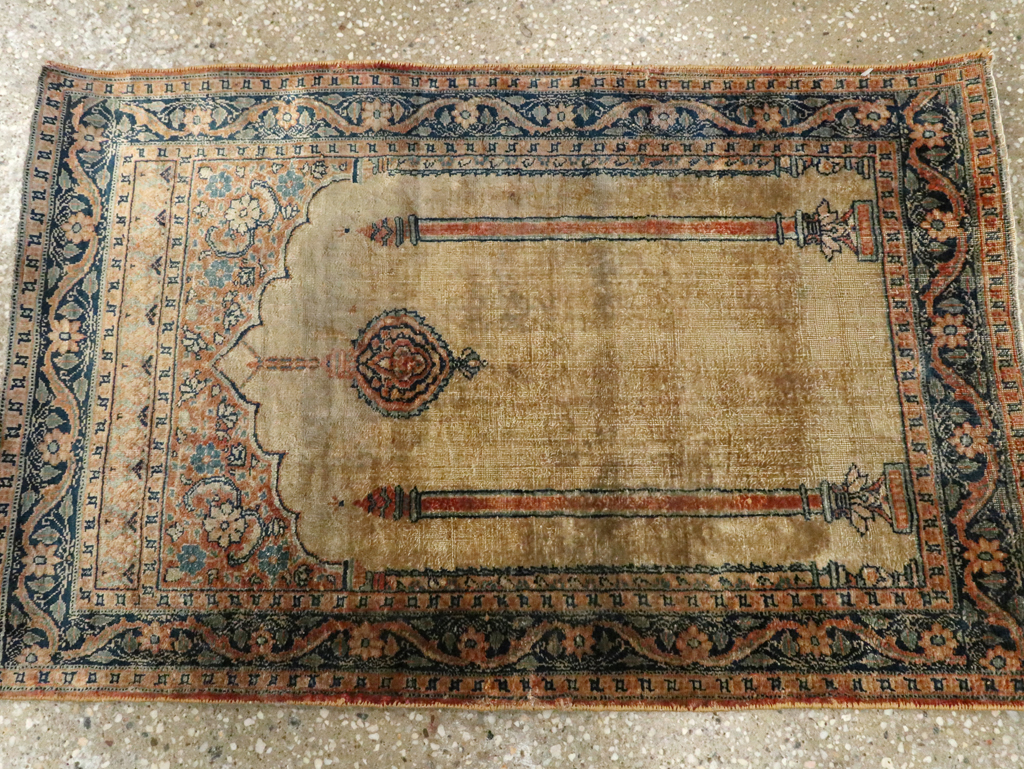 Antique Persian Tabriz Silk Rug, No.15738 - Staging
