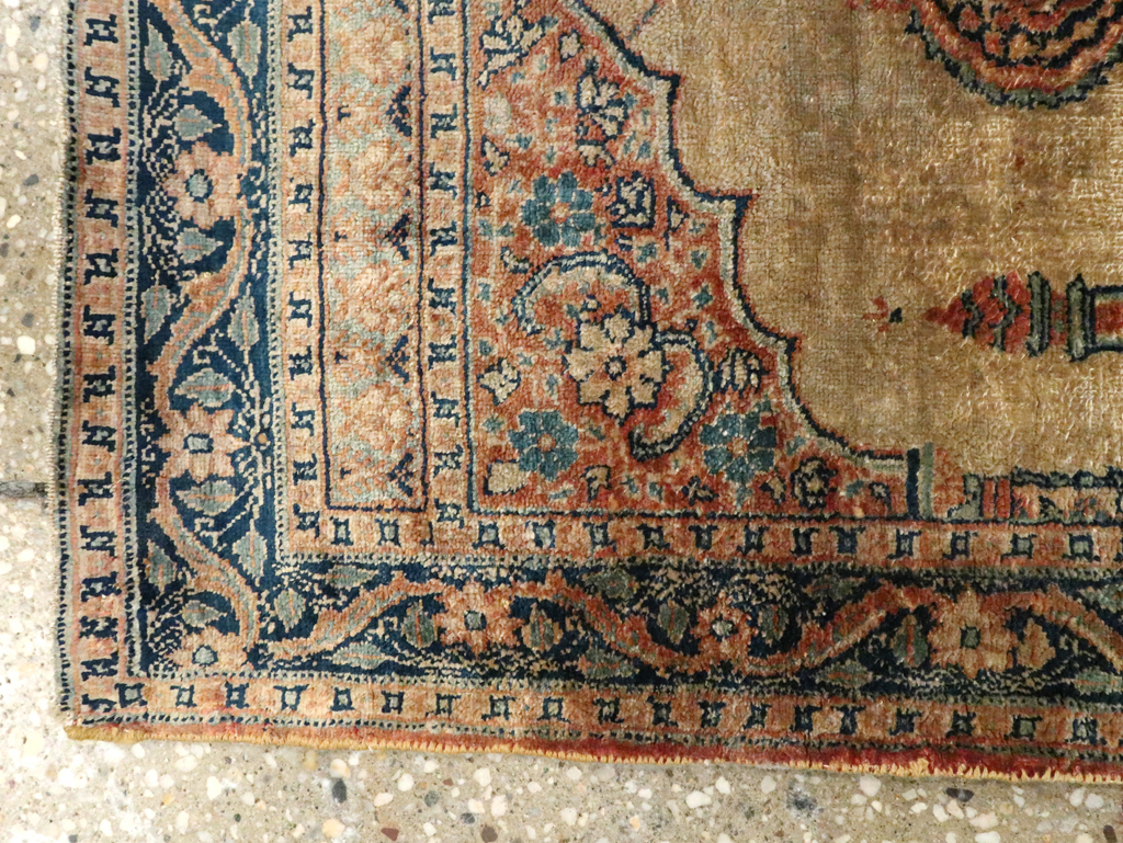 Antique Persian Tabriz Silk Rug, No.15738 - Staging