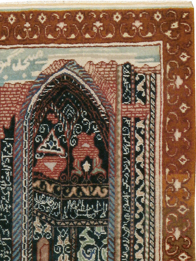 Vintage Persian Tabriz Pictorial Rug, No.15765 - Staging