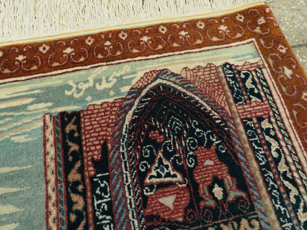 Vintage Persian Tabriz Pictorial Rug, No.15765 - Staging