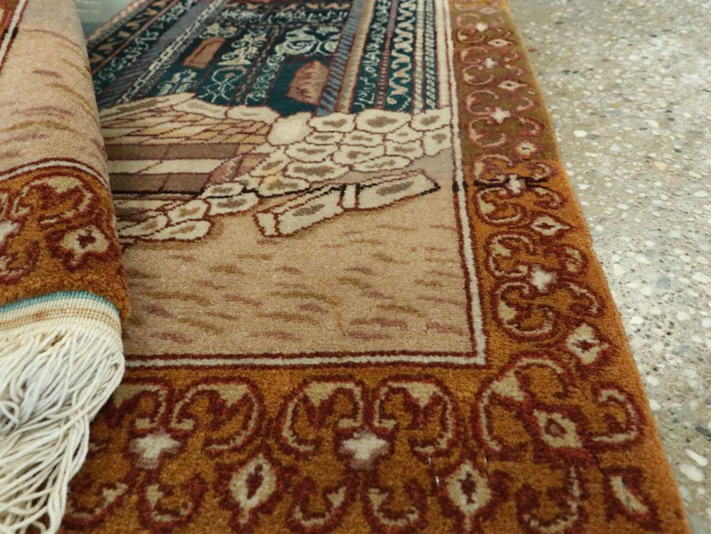 Vintage Persian Tabriz Pictorial Rug, No.15765 - Staging