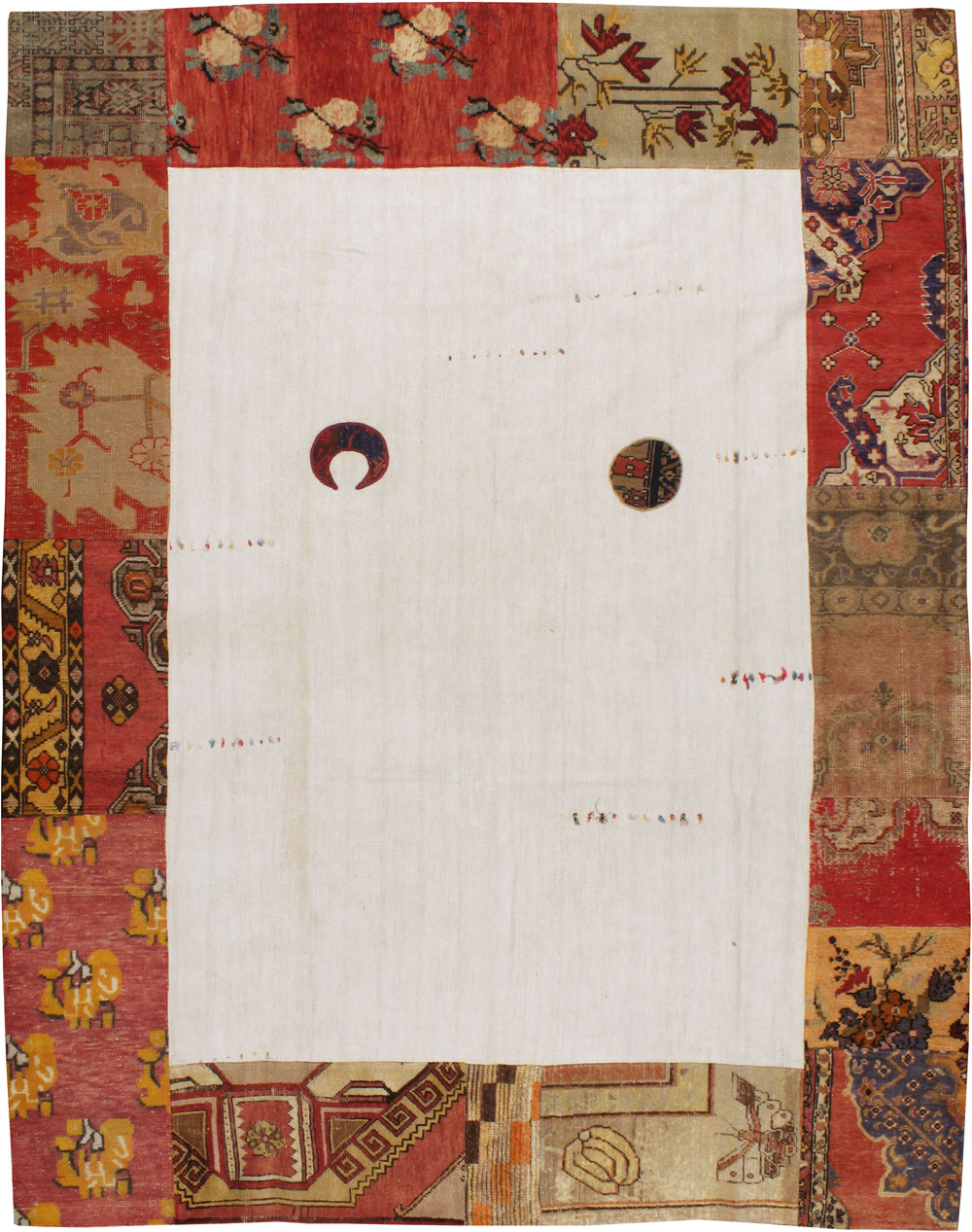 Modern Turkish Anatolian Patchwork Accent Carpet, No.15869 - Staging