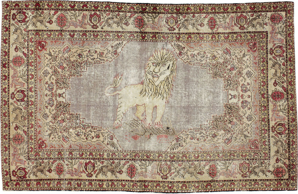 Vintage Turkish Sivas Pictorial Rug, No.15956 - Staging