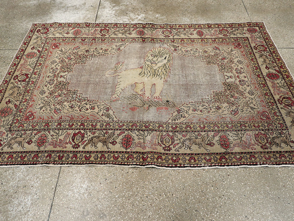 Vintage Turkish Sivas Pictorial Rug, No.15956 - Staging