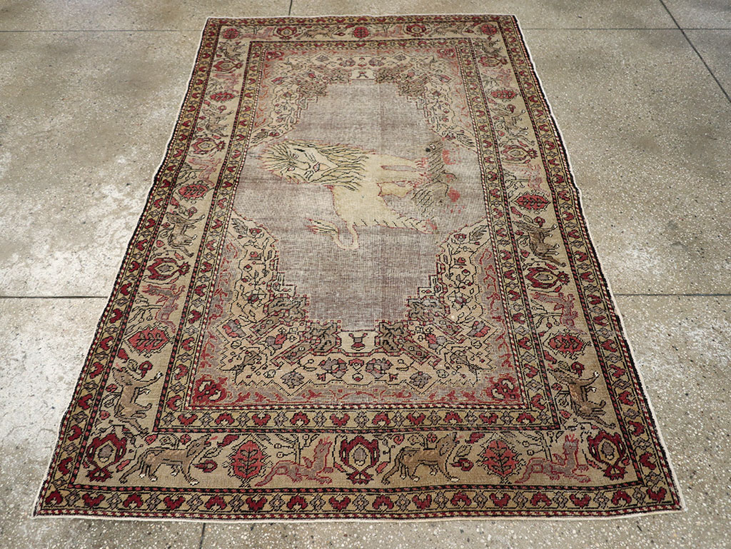 Vintage Turkish Sivas Pictorial Rug, No.15956 - Staging