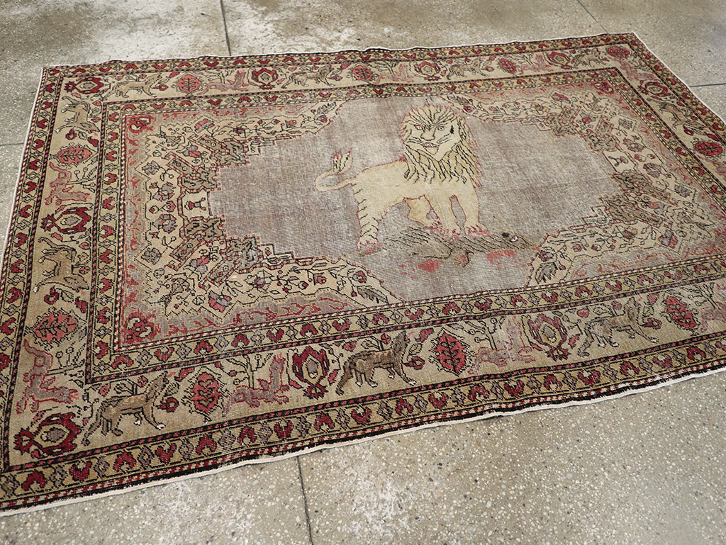 Vintage Turkish Sivas Pictorial Rug, No.15956 - Staging