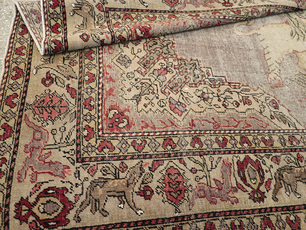 Vintage Turkish Sivas Pictorial Rug, No.15956 - Staging