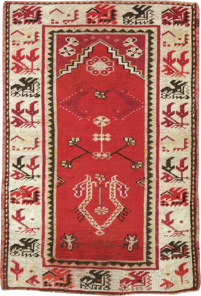 Vintage Turkish Oushak Throw Rug, No.16010 - Staging