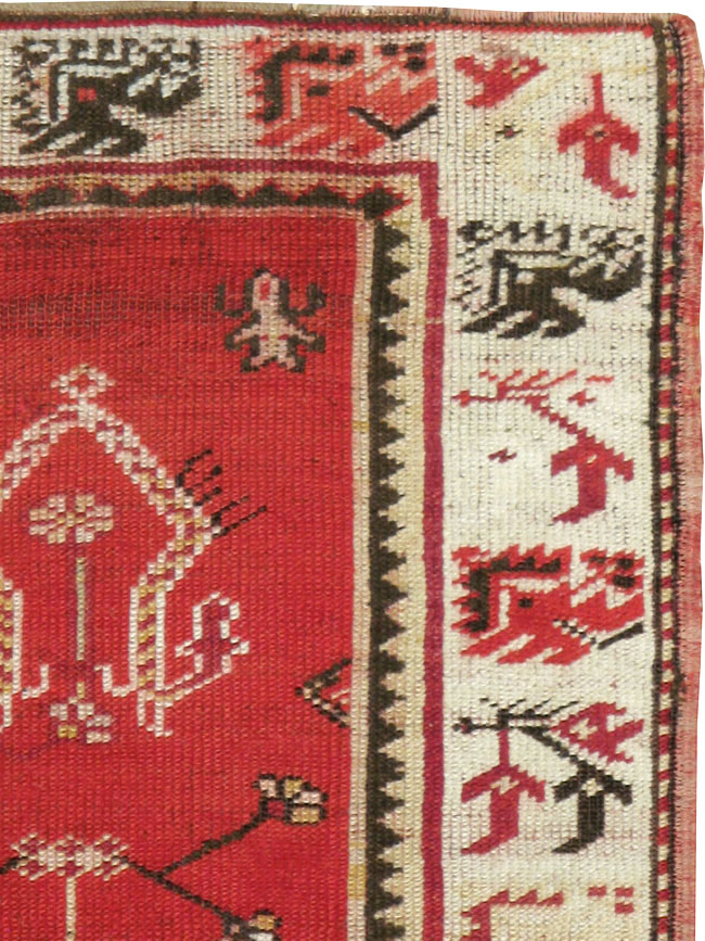 Vintage Turkish Oushak Throw Rug, No.16010 - Staging
