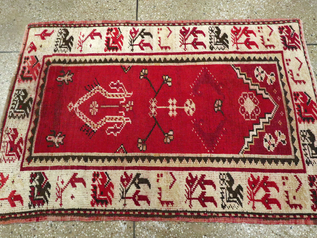 Vintage Turkish Oushak Throw Rug, No.16010 - Staging