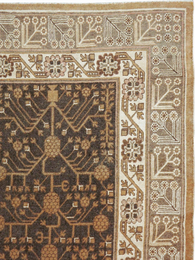Antique East Turkestan Khotan Carpet, No.16049 - Staging