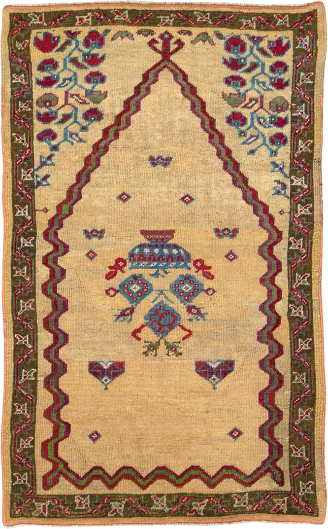 Antique Turkish Ghiordes Prayer Rug, No.16108 - Staging
