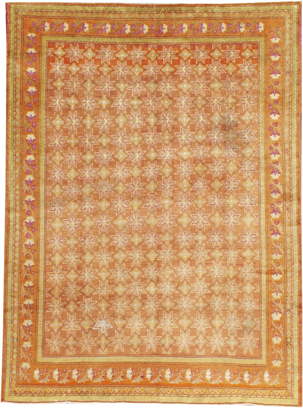 Vintage East Turkestan Samarkand Accent Rug, No.16219 - Staging