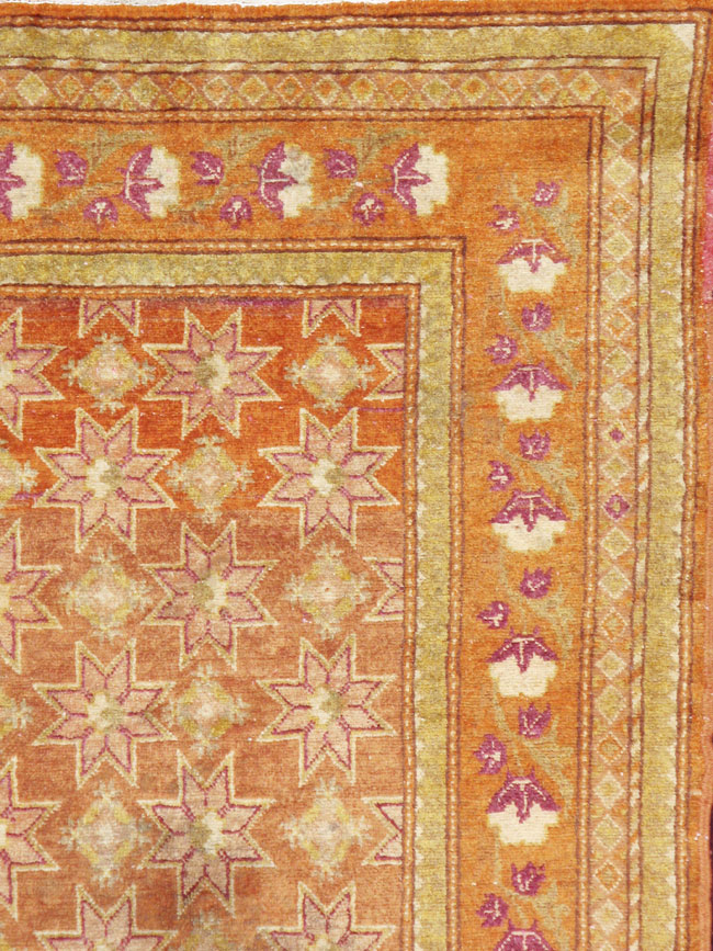 Vintage East Turkestan Samarkand Accent Rug, No.16219 - Staging