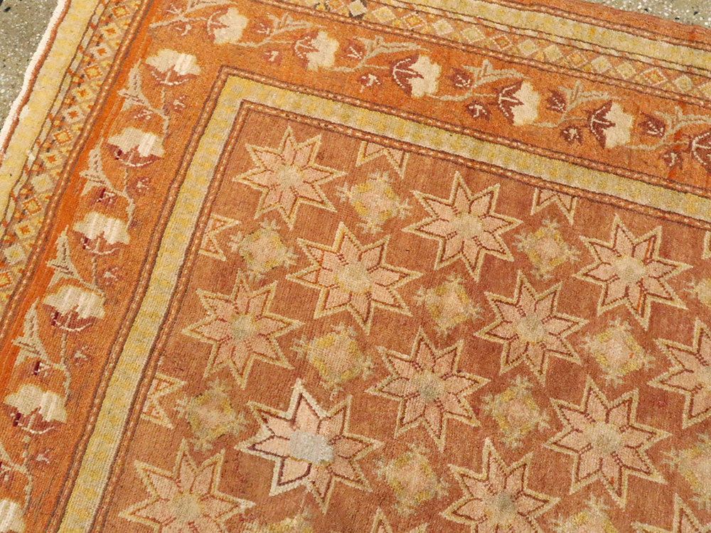 Vintage East Turkestan Samarkand Accent Rug, No.16219 - Staging