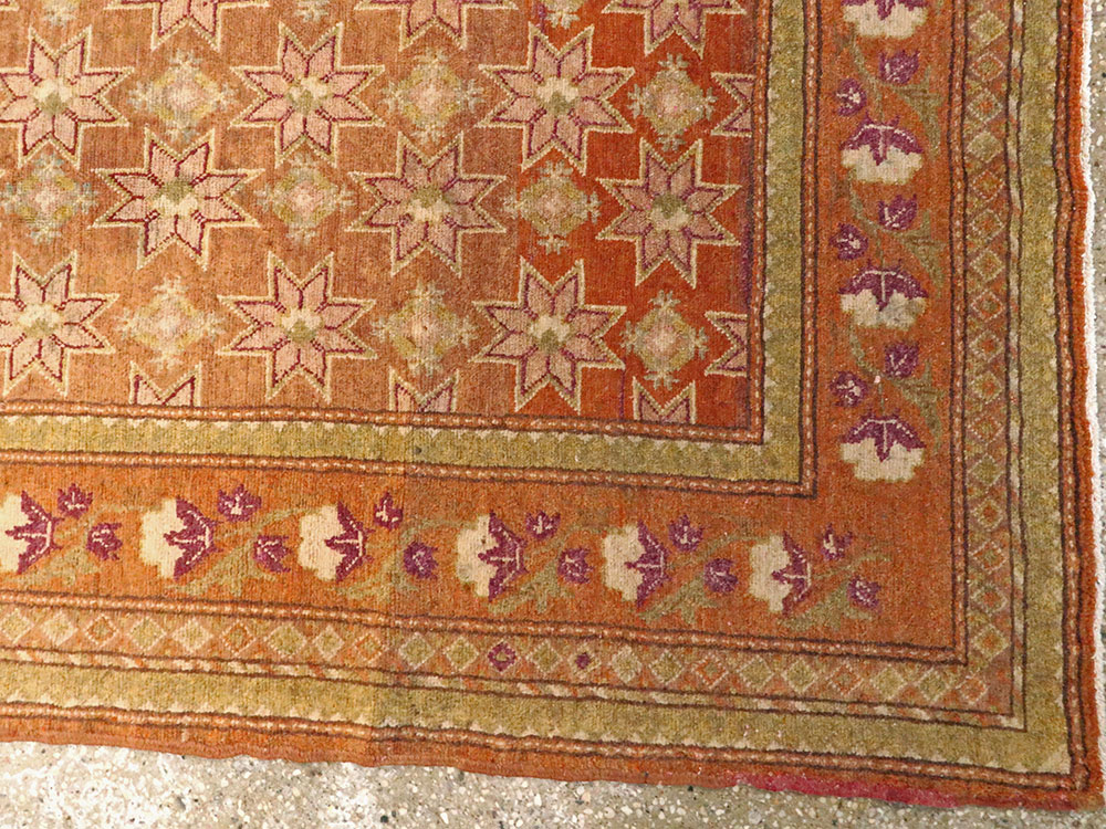 Vintage East Turkestan Samarkand Accent Rug, No.16219 - Staging